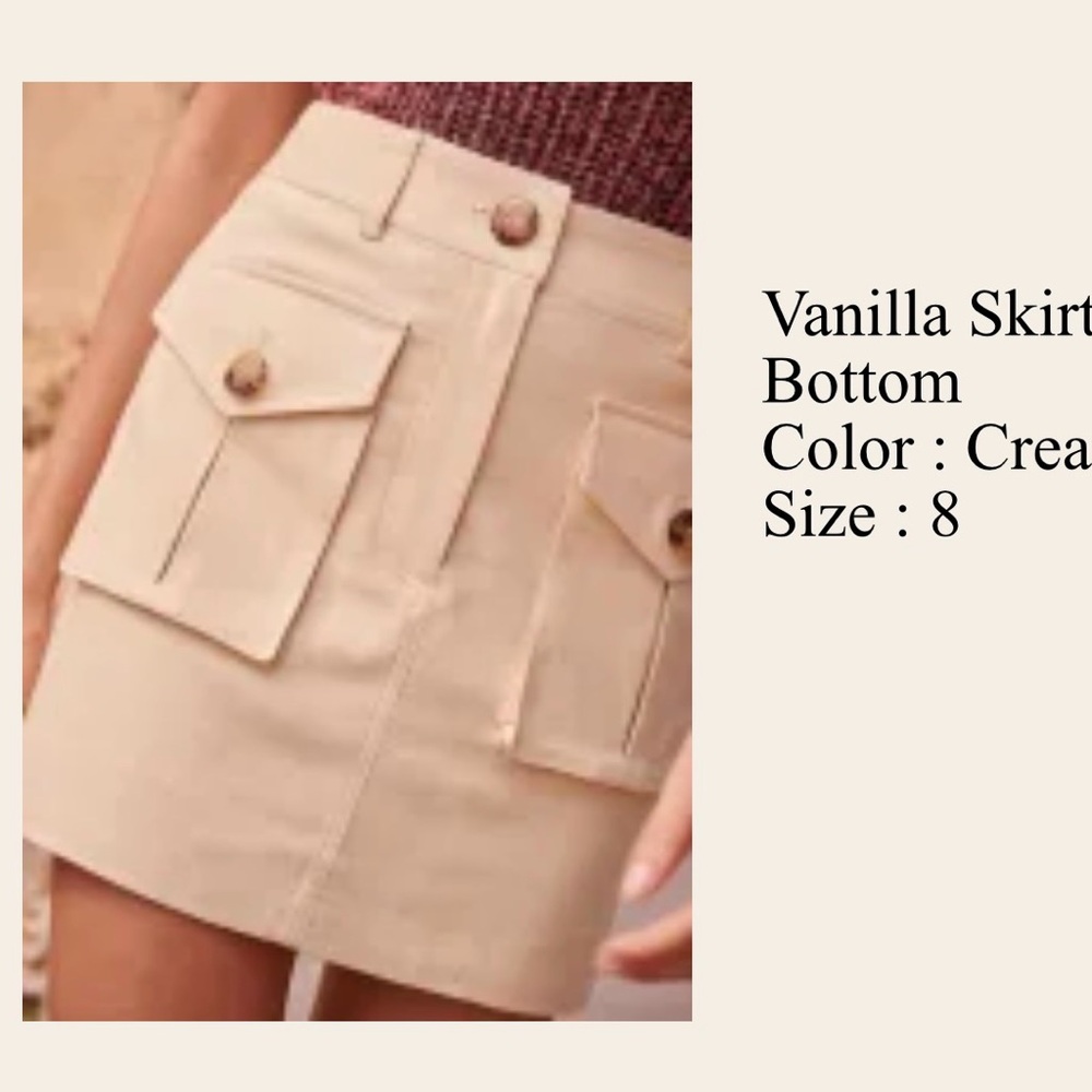 Sezane Cream Lined Mini Skirt